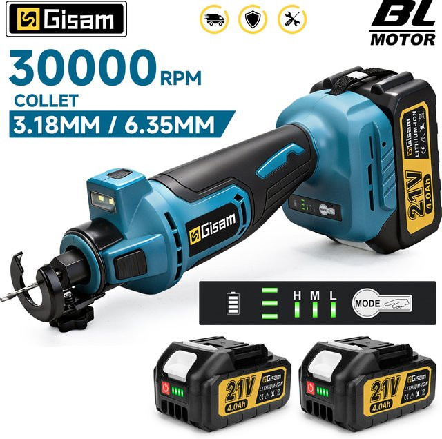 Gisam 3-Gang Bürstenloser Akku-Trockenbauschneider für Makita 18V Akku, kabellose Rotationssäge in Blau für Holz und Gipskarton - Bild 1