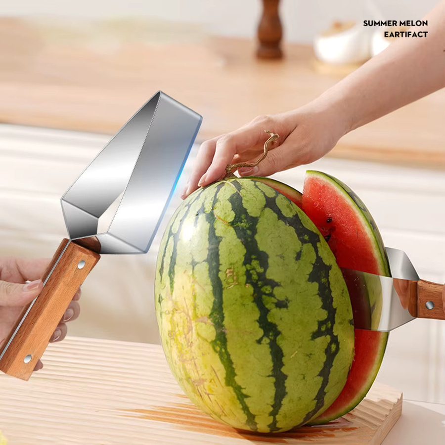 Aihogard Wassermelonen-Schneider aus Edelstahl in Silber und Weiß - Bild 3