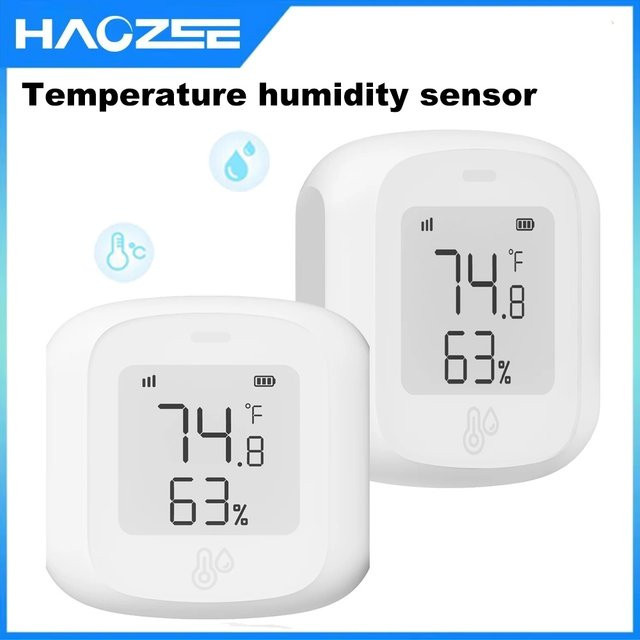 Haozee Intelligenter WiFi und Zigbee Temperatur- und Feuchtigkeitssensor mit LCD-Display, Weiß - Bild 1