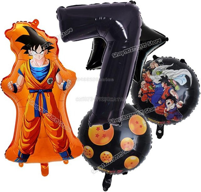Yiran toy 1 Dragon Ball Son Goku Kindergeburtstagsdekoration mit Zahlenballons in Gelb, Blau und Multicolour für Kinder und Babypartys - Bild 1