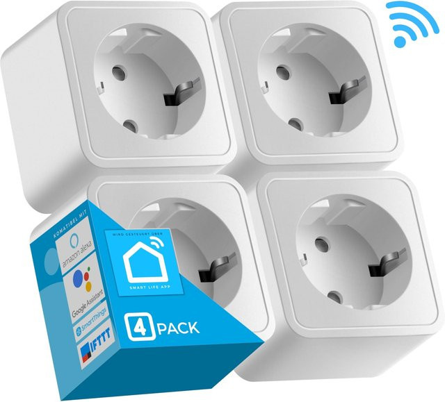 Echos Smart WLAN Steckdose 4er Pack 16A App-gesteuert und Sprachsteuerung in Weiß - Bild 1