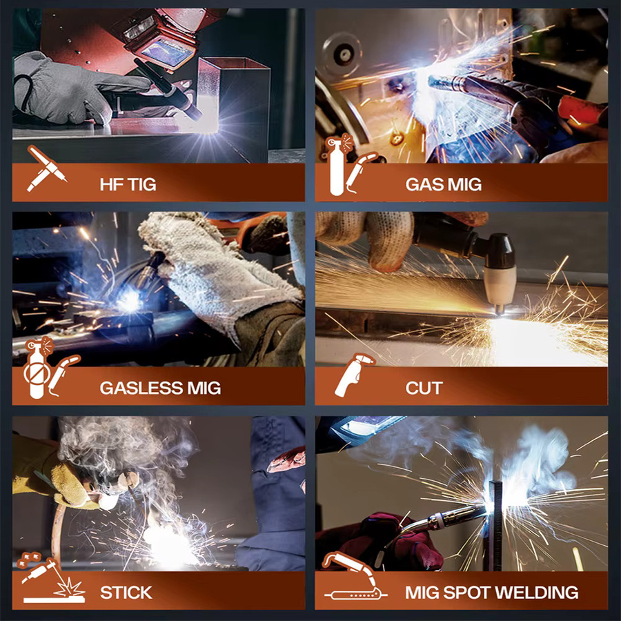 HITBOX HBMC270 Aluminium MIG-Schweißgerät mit synergischer Steuerung, 6-in-1 Multifunktionsgerät für MIG, Stick MMA, ARC, HF TIG und CUT, Gas/Gaslos sowie Punktschweißen für Aluminium und Edelstahl mit großem LED-Display und IGBT-Inverter - Bild 2