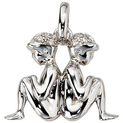 Colfem Anhänger Sternzeichen Zwilling, 925 Silber, Zirkonia, Unisex - Bild 1