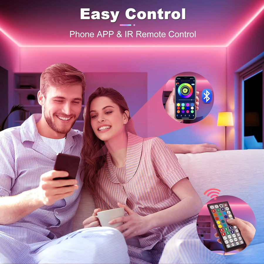 RGB-LED-Streifenlicht Set von aiopp mit DC24V, App-Steuerung, 44-Tasten-Fernbedienung, Timer und Dimmfunktion in Multicolour - Bild 4