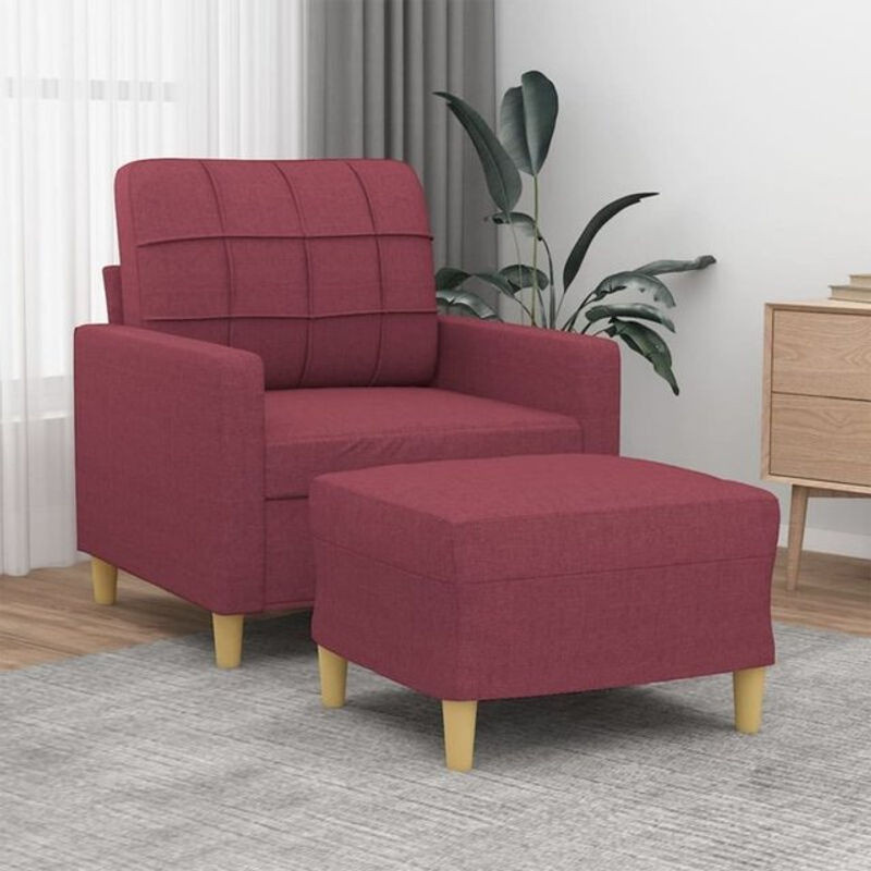 vidaxl Relaxsessel mit Hocker in Weinrot aus Stoff und Metall im modernen Design - Bild 1