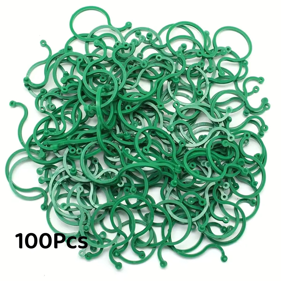 100 Stück Pflanzenbefestigungs-Clips aus Kunststoff in Grün für Garten und Outdoor - Bild 2