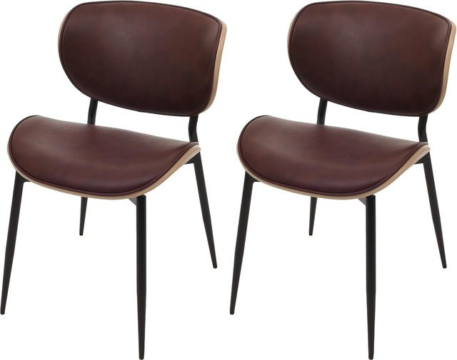 2er-Set MCW Esszimmerstuhl O45 aus Bugholz und Kunstleder in Vintage Braun - Bild 1