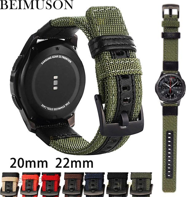 BEIMUSON Uhrenarmband, Textil/NATO, Schwarz, Unisex, 20/22 mm - Bild 1