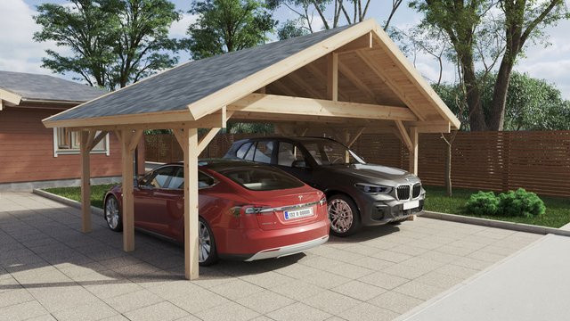 Holz-Carport-Bausatz Henley XL Doppelcarport aus Holz B/T: 600 x 500 cm - Bild 1
