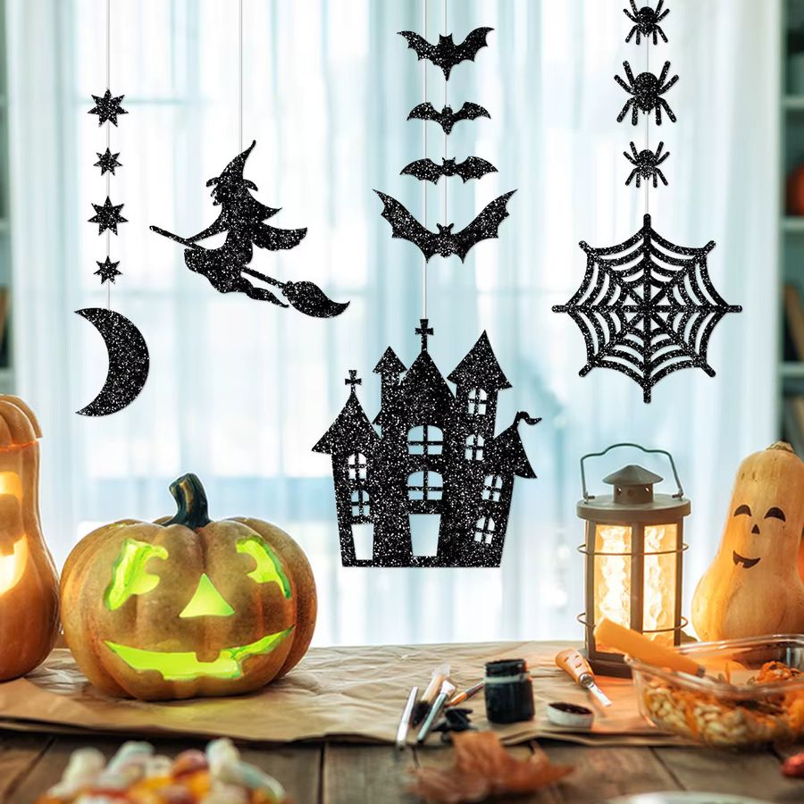 Meidding Halloween-Papieranhänger mit schwarzer Hexe und Spinne zur Dekoration - Bild 4