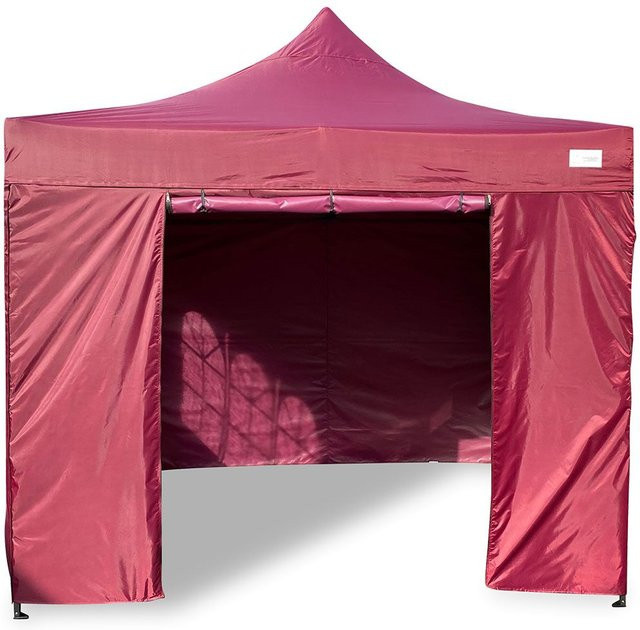 GRASEKAMP Faltpavillon Premium Line mit Seitenteilen in Bordeaux Rot, B/T: 300 x 300 cm - Bild 1