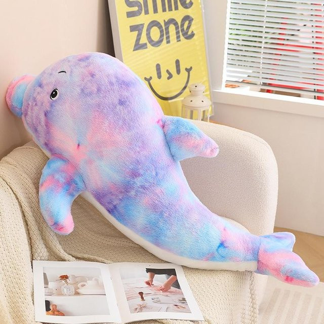 Delfin Kissen Plüschtier Puppe, Bunt / Mehrfarbig, 60cm - Bild 1