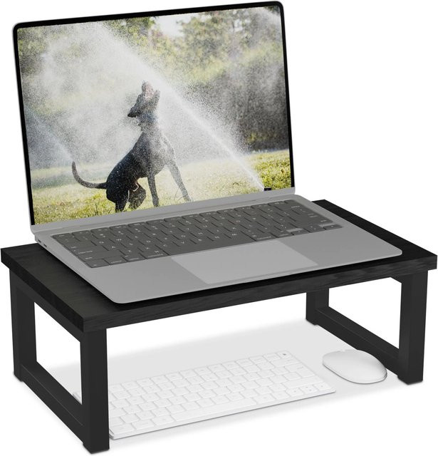 Ergonomischer Monitorständer von Relaxdays in Schwarz im Industrial-Look aus MDF und Eisen, B/T/H: 40 x 23 x 15 cm - Bild 1