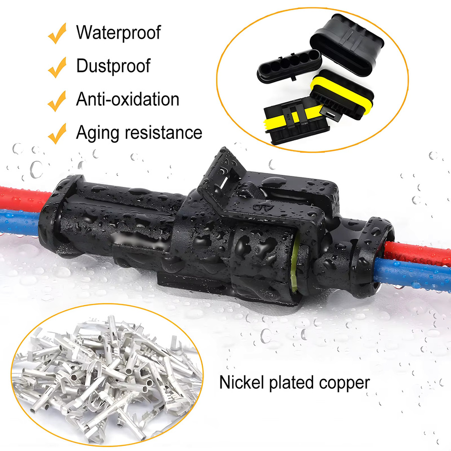 AMP Super Seal IP68 Wasserdichte Elektrische Automotive Drahtstecker in Schwarz - Bild 3