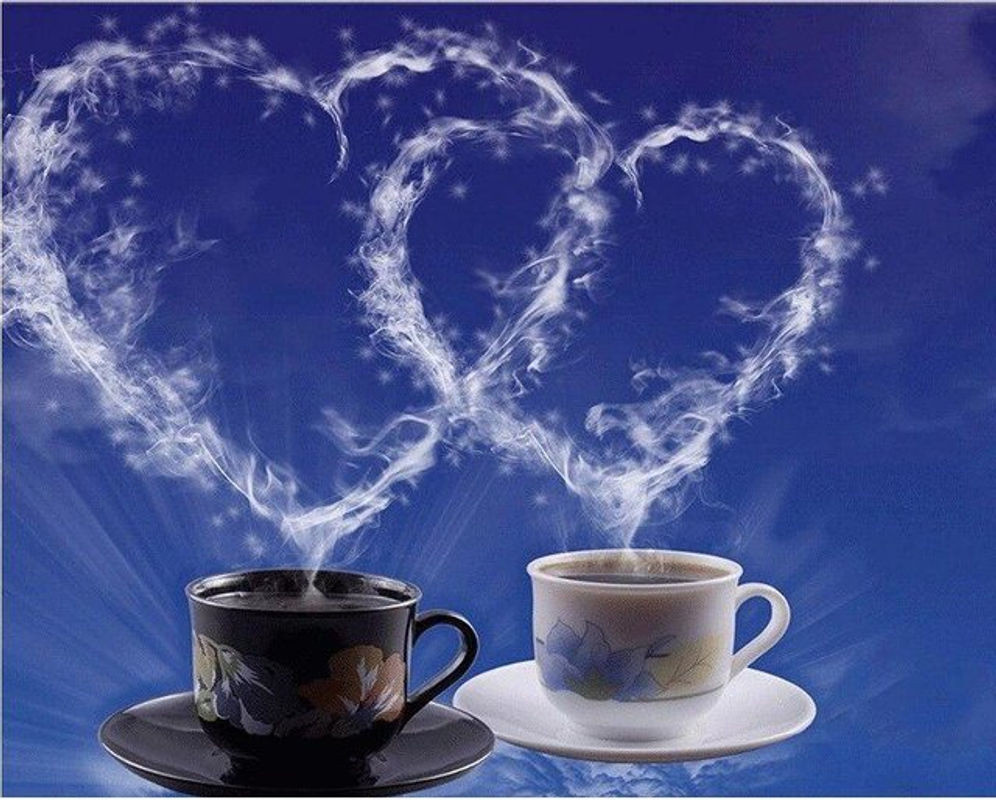 FIYO Diamond Painting Set Thema Liebe und Café, DIY Kreuzstich Stickerei aus Kunstharz, mehrfarbig, B x H: 30 x 20 cm - Bild 1