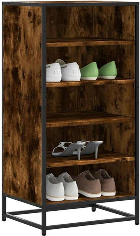 Schuhregal Vidaxl in Räuchereiche Braun aus Holzwerkstoff und Metall im Industrial Design, B/T/H: 48 x 38 x 97,5 cm - Bild 1