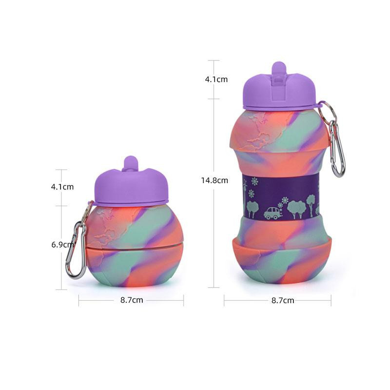 Kreative Silikon-Wasserflasche für Kinder mit Strohhalm, BPA-frei und faltbar, 550 ml - Bild 2