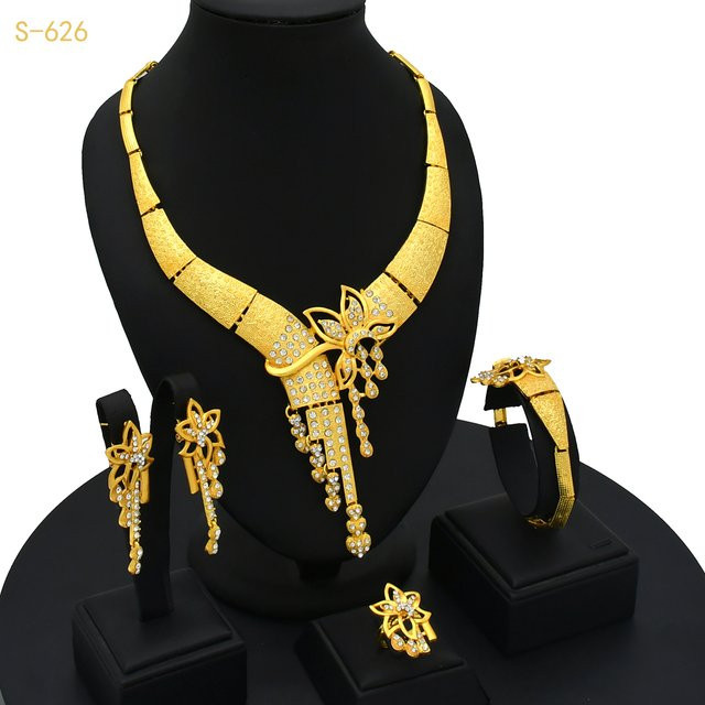 Schmuckset Halskette, Ohrringe, vergoldet, Zirkonia, Damen - Bild 1