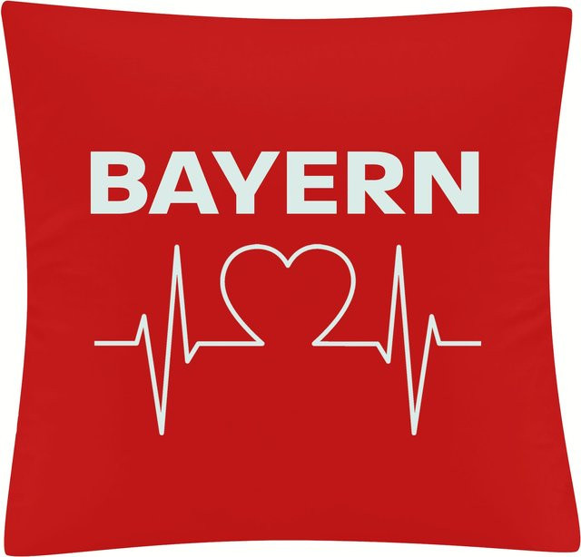 Kissenbezug von multifanshop mit Bayern Herzschlag Motiv in Weiß - Bild 1