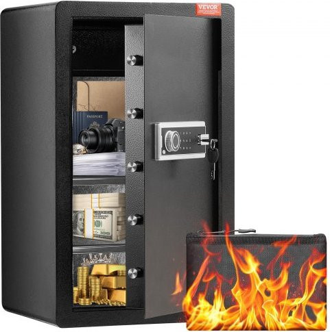 VEVOR Safe Tresor Schwarz mit 113 L Volumen, digitaler Elektronik, feuerfester Geldtasche und 2 Trennwänden zur Aufbewahrung von Geld, Dokumenten und Schmuck - Bild 1