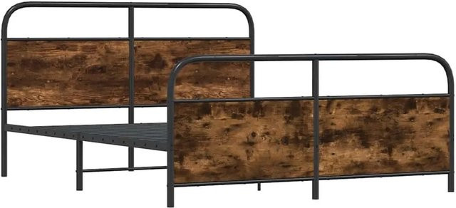 vidaXL Metallbett in Räuchereiche ohne Matratze, B/T/H: 180 x 200 x 187 cm - Bild 1