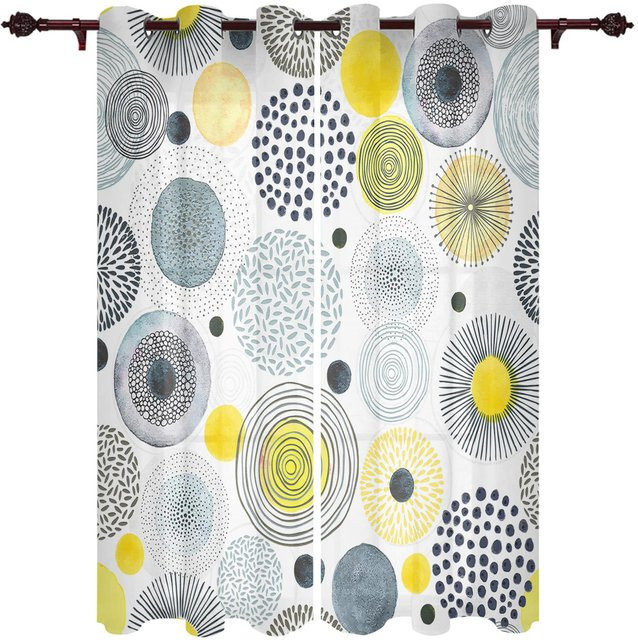 Modernes Fenster Vorhang mit Aquarell Punktverlauf in Petrol und Grau von Super Six, halbtransparentes Stoffpanel aus Polyester, Breite: 135 cm, Höhe: 60 cm - Bild 1