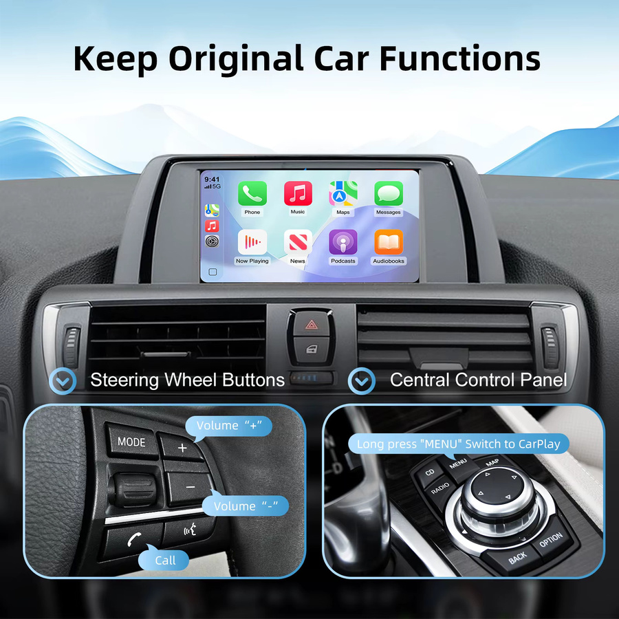 Ezonetronics Kabelloses CarPlay und Android Auto Nachrüstkit Decoder-Box für BMW CIC 1 3 5 6 7 Serie, X1 X3 X5 X6 und MINI in Schwarz mit Wi-Fi und Bluetooth - Bild 4