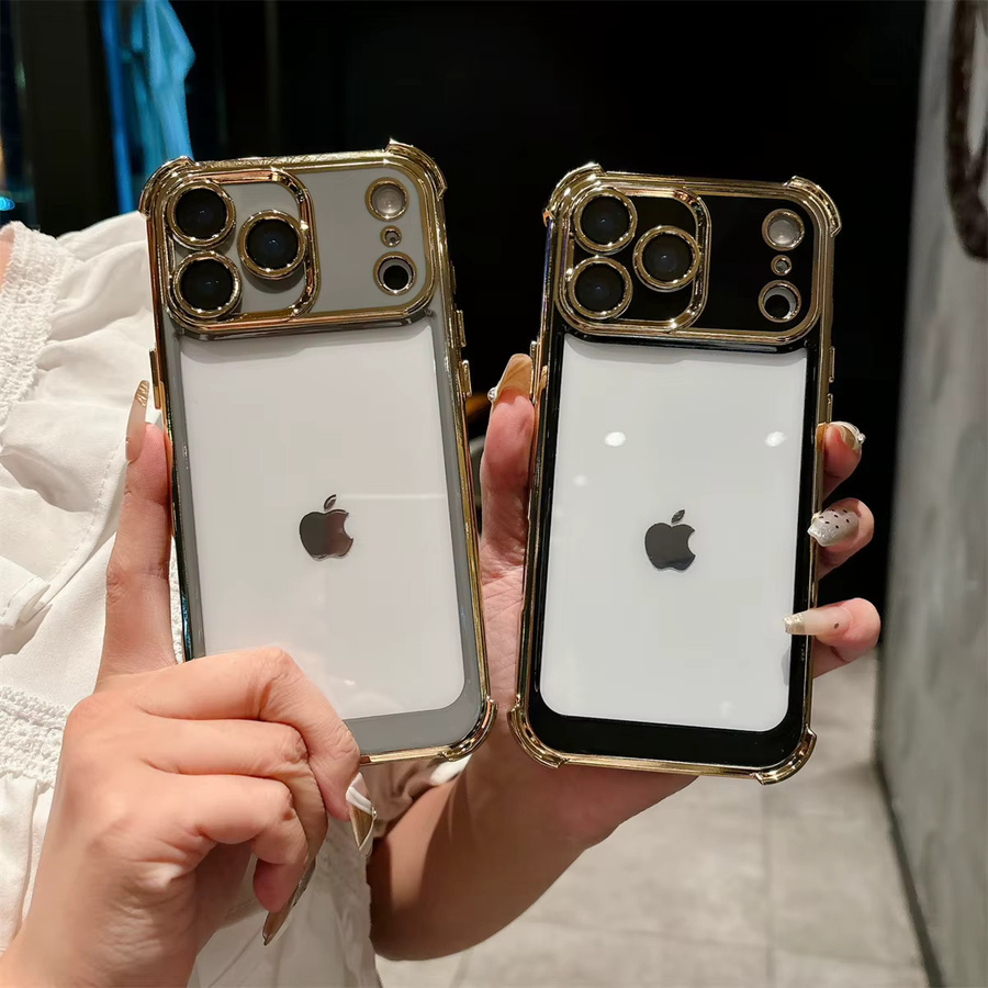 szHAIyu Galvanik Schutzhülle für iPhone 11 bis iPhone 17 Air Modelle, transparente stoßfeste Handyhülle in Transparent, Grau oder Gold - Bild 2