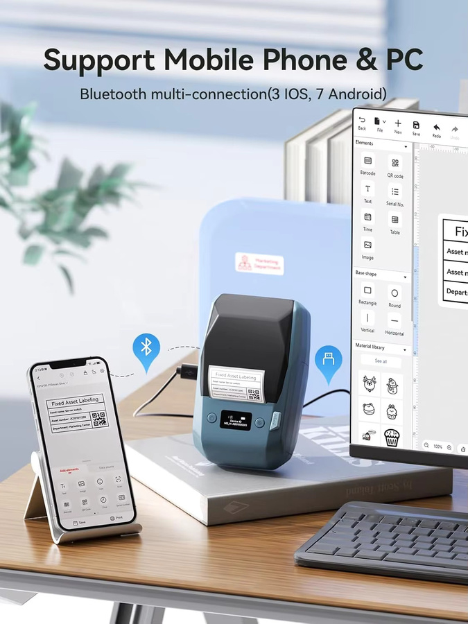 NIIMBOT M2 Tragbarer Bluetooth Thermotransfer-Etikettendrucker mit 300 DPI für Büro und Kleidungsetiketten - Bild 2