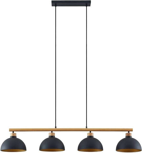 Lindby Pendelleuchte Tirzana 9627420 Retro Vintage Antik, 4-flammig, Schwarz, Metall und Holz, E27 - Bild 1