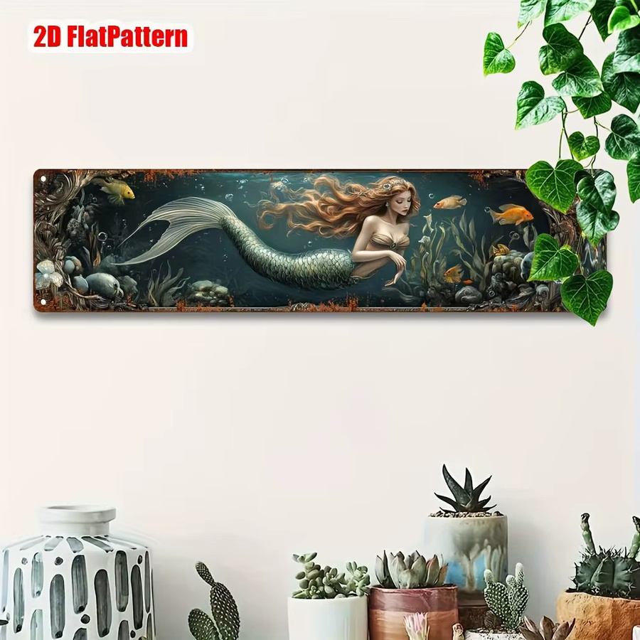 CIFBUY Meerjungfrau Blechschild Vintage Metallwandkunst in Multicolour, B/H: 40 x 40 cm - Bild 3