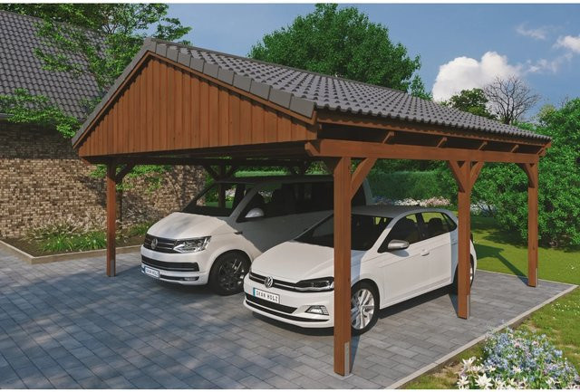 Skan Holz Carport Fichtelberg aus Fichte und Leimholz in Braun, B/T: 618 x 566 cm, Höhe: 362 cm - Bild 1