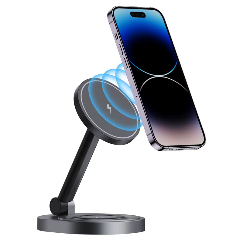 VIKEFON 2 in 1 Magnetischer Kabelloser Ladeständer 15W Faltbare Schnellladestation für iPhone, Apple Watch und AirPods in Schwarz - Bild 4