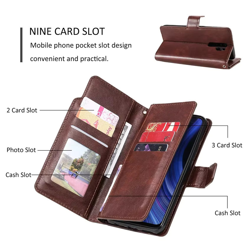Leder-Geldbörse-Handyhülle für Samsung Galaxy A31 A21S A51 A71 A50 A70 A20 A40 A20E A7 A8 A6 J4 J6 J8 in Braun - Bild 3
