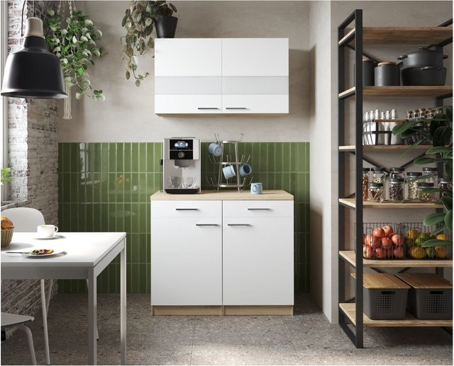Respekta Pantry-Küche Merle in Weiß mit Glastüren und Soft-Close-Funktion, B/H/T: 100 x 200 x 60 cm - Bild 1