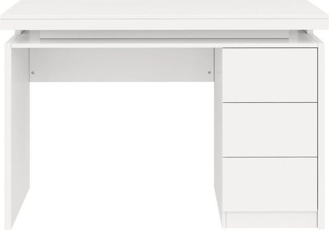 okwish Schreibtisch mit LED und 3 Schubladen für dein Homeoffice, Weiß, B/T/H: 120 x 50 x 78,5 cm - Bild 1