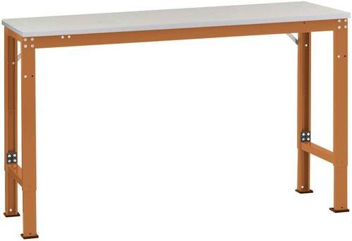 Manuflex Arbeits-Grundtisch UNIVERSAL Spezial mit Melaminplatte, Farbe: Rotorange und Lichtgrau, B/T/H: 200 x 80 x 72,2-102,2 cm - Bild 1