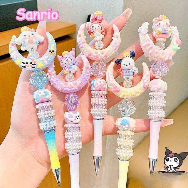 Sanrio Kawaii Gelstift mit Kristall-Diamant und Perlen-Design in Schwarz - Bild 1