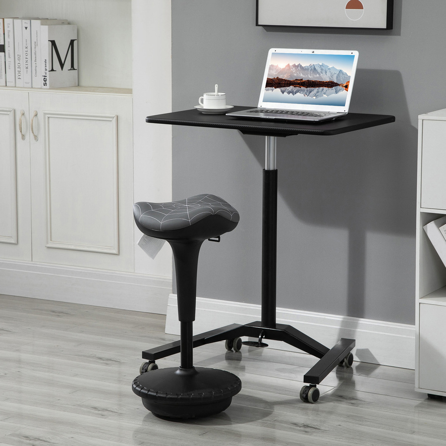Vinsetto Bürohocker Grau mit Schwenkfunktion und ergonomischer Neigung, höhenverstellbar 65,5-83,5 cm, Sitzhocker mit Anti-Rutsch-Sockel für Büro und Arbeitszimmer - Bild 2