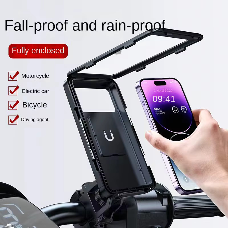 Wasserdichte Fahrrad-Telefonhalterung mit Touchscreen-Navigation und Teleskopfunktion in Schwarz - Bild 2