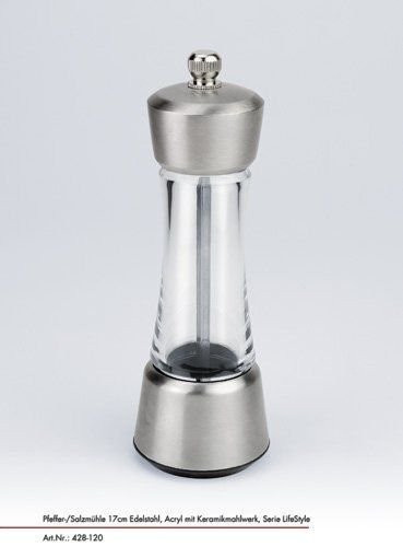 Gefu Pfeffer- und Salzmühle JUSTINUS in Silber und Transparent mit Keramikmahlwerk - Bild 1