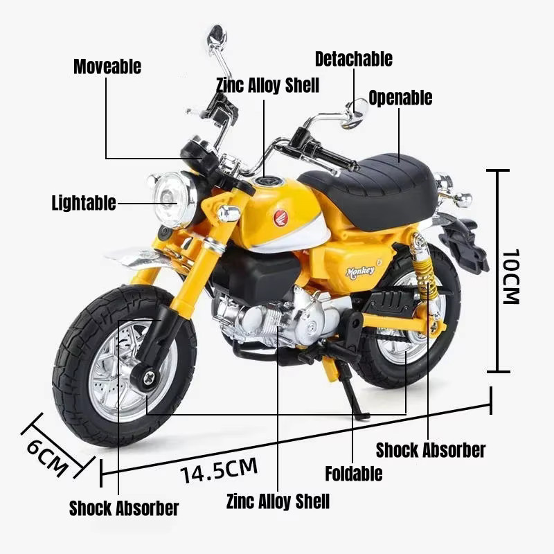 1:12 Monkey 125, Motorradspielzeug, Druckguss-Metallmodell - Bild 2