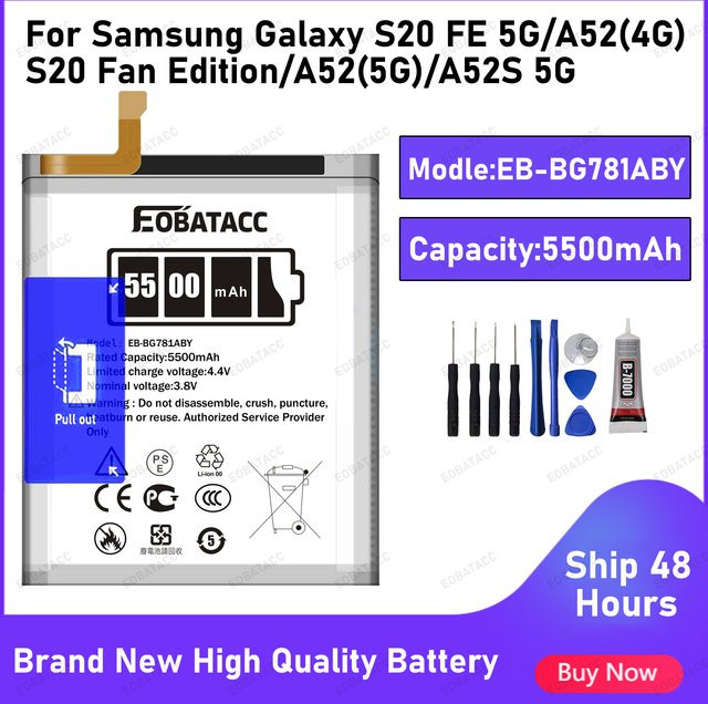 EOATABACC Ersatzbatterie EB-BG781ABY mit 5500 mAh für Samsung Galaxy S20 FE 5G und Galaxy A52 SM-A526/DS - Bild 1
