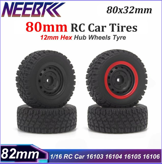 NeebRC RC-Autoreifen, 80mm, 12mm Sechskant-Nabenräder, für 1/16 ferngesteuertes Auto - Bild 1