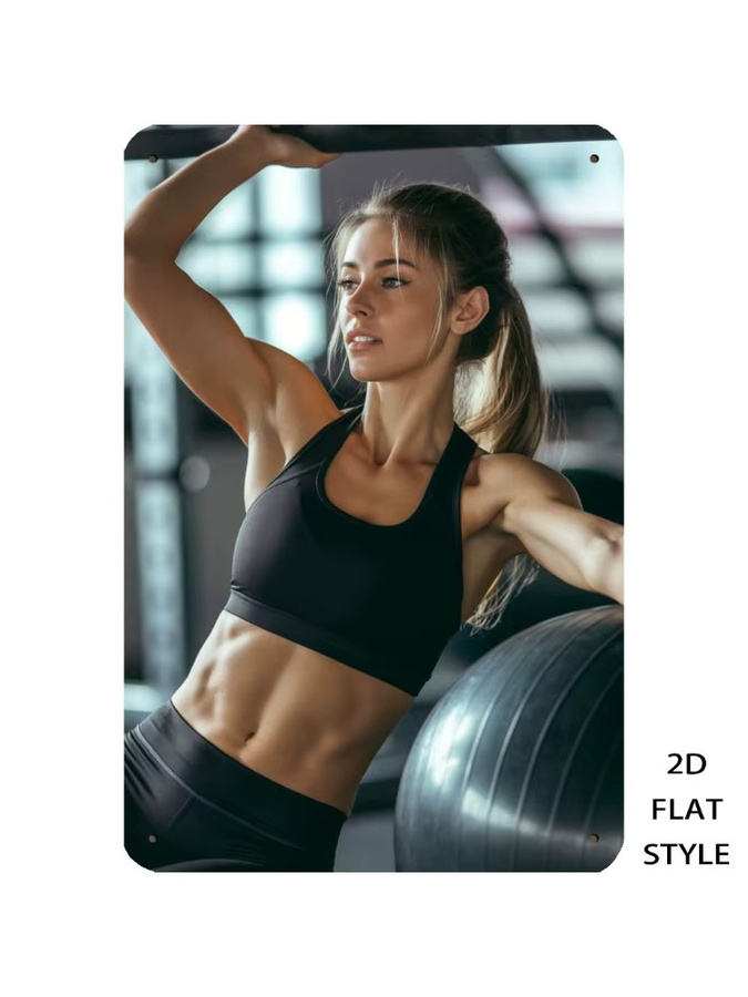HELLOYOUNG 2D Fitness Woman Metall-Wandkunst Retro-Schild in Multicolour, B/H: 20,3 x 30,5 cm - Bild 5