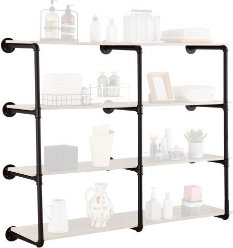 VEVOR Industrial Pipe Wandregal Set aus schwarzem Q235A Stahl, 3er Pack Wandmontage Regalkonstruktion im Rustikalen Design für Küche, Schlafzimmer und Badezimmer - Bild 1