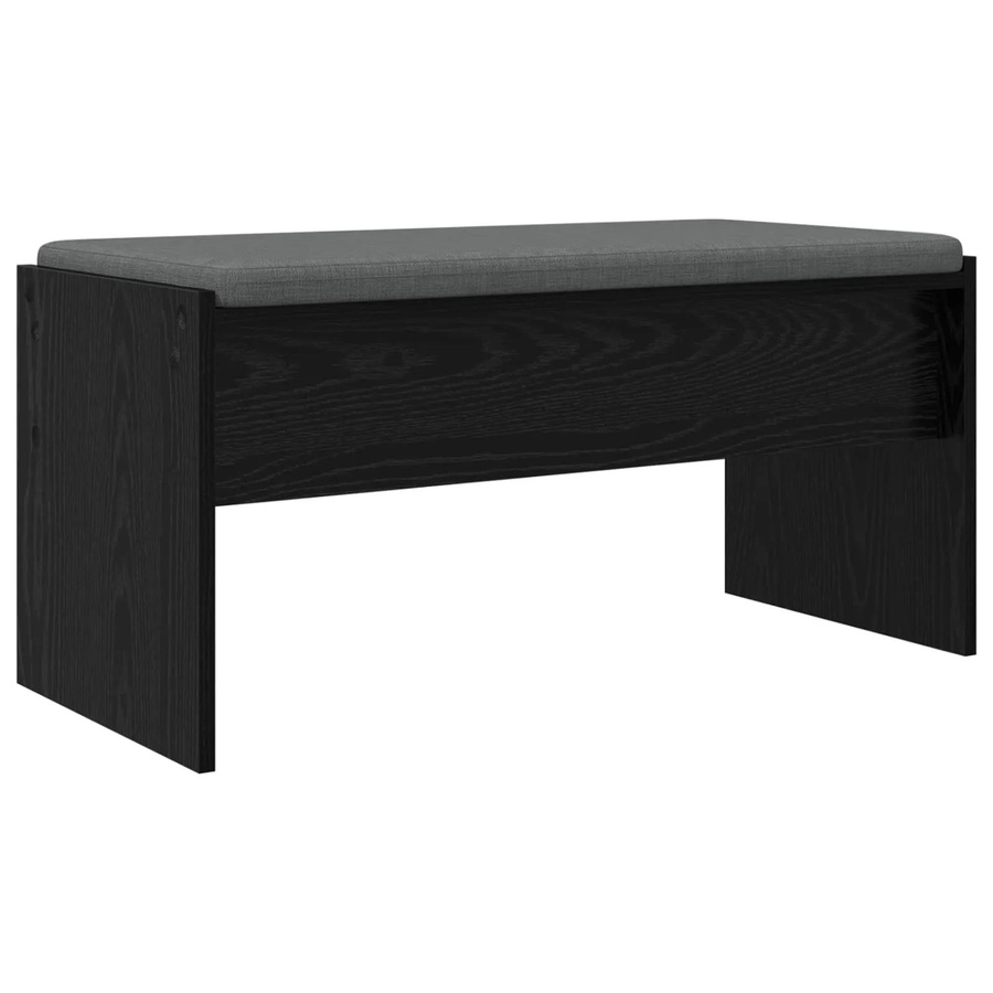 vidaXL Flurbank mit Kissen in Schwarz und Eichen-Optik, moderne Sitzbank für Flur und Eingangsbereich, B/T/H: 83 x 38 x 40 cm - Bild 2