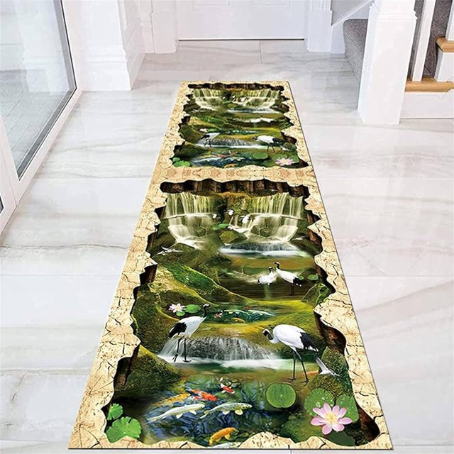 Lodestar 3D Visuelle Illusion Läufer Teppich mit Naturlandschaft Druck, Rutschfest und Wasserabsorbierend, B/T: 40 x 120 cm - Bild 1