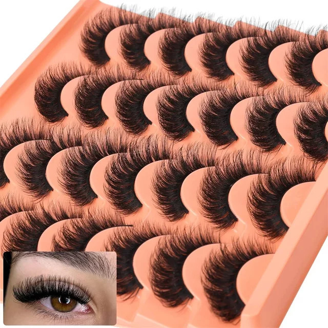 JIEFUXIN Künstliche Wimpern, Schwarz, 14 Paar, Natürlich - Bild 1