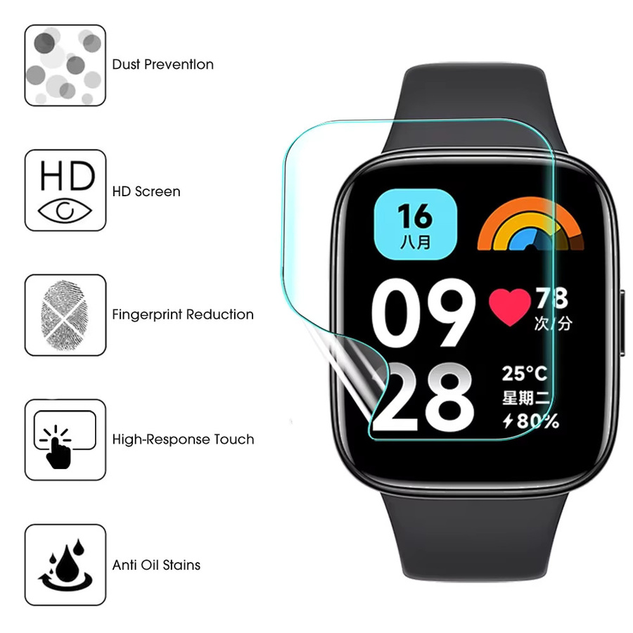 Xiaomi Redmi Watch 3 4 5 Active Displayschutzfolie aus Hydrogel, transparent, Anti-Kratzer Soft Film - Bild 2